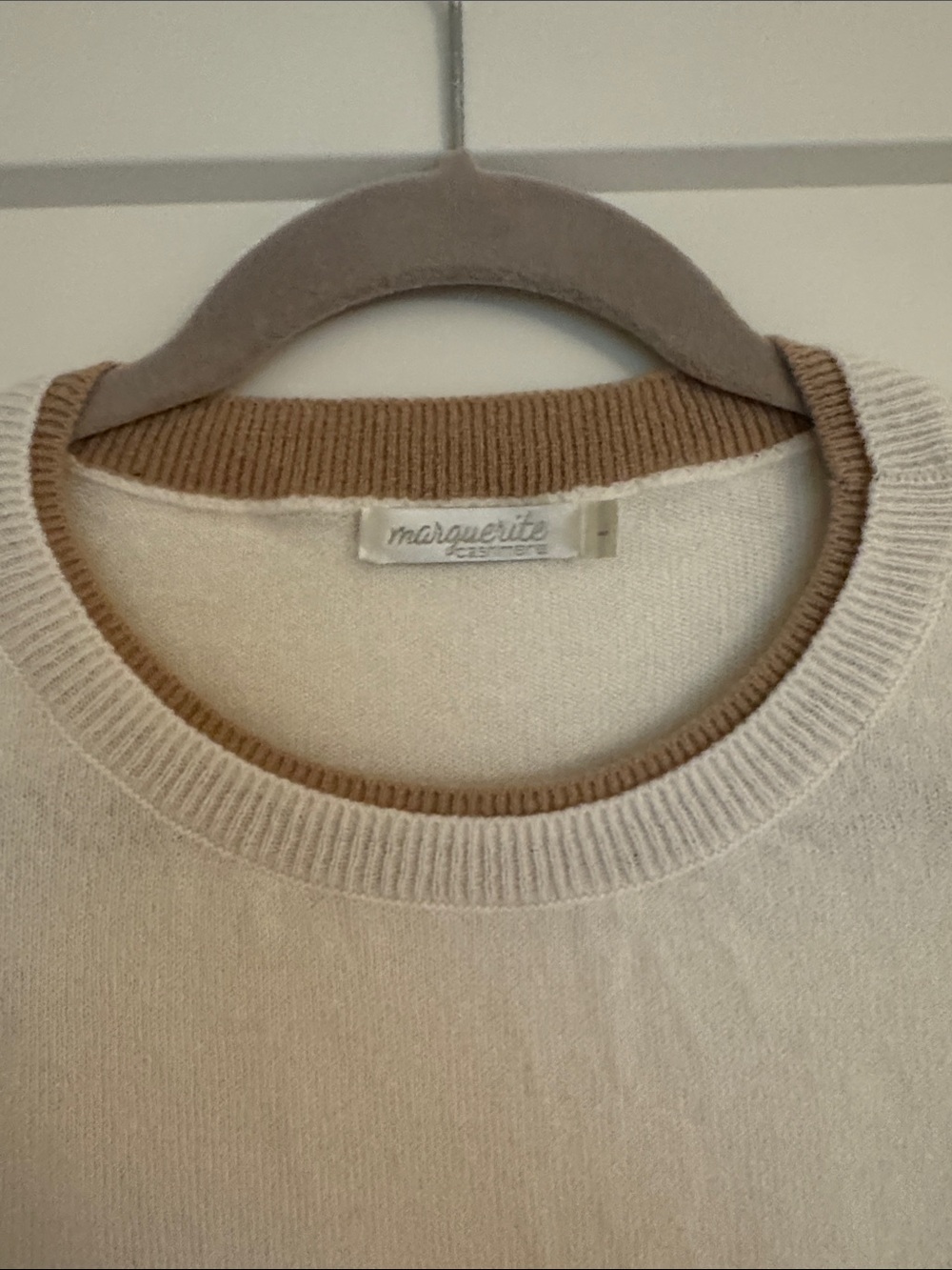 Marguerite Cashmere Short Sleeve Crewneck Sweater in Cream - Picture 2 of 5